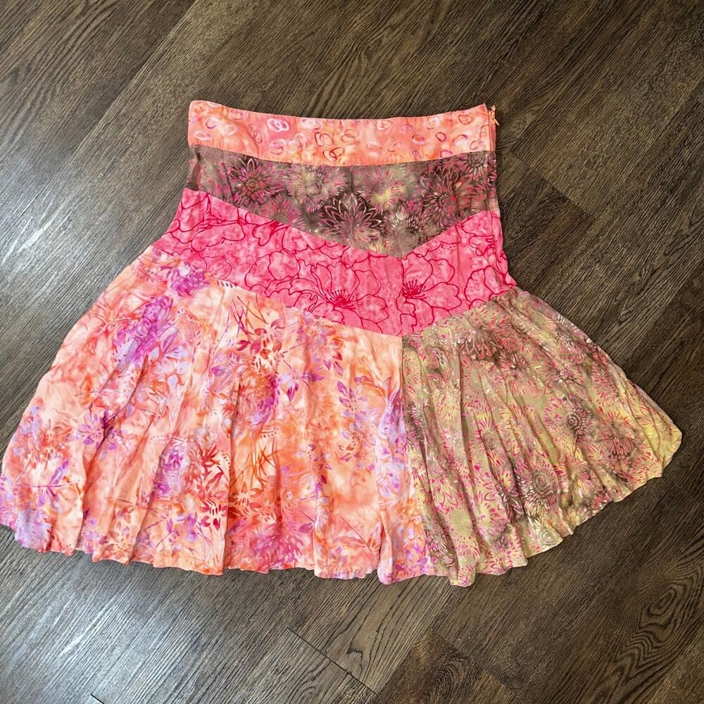 SANTIKI Indonesia Boho Batik Mixed Pattern A-Line Skirt M